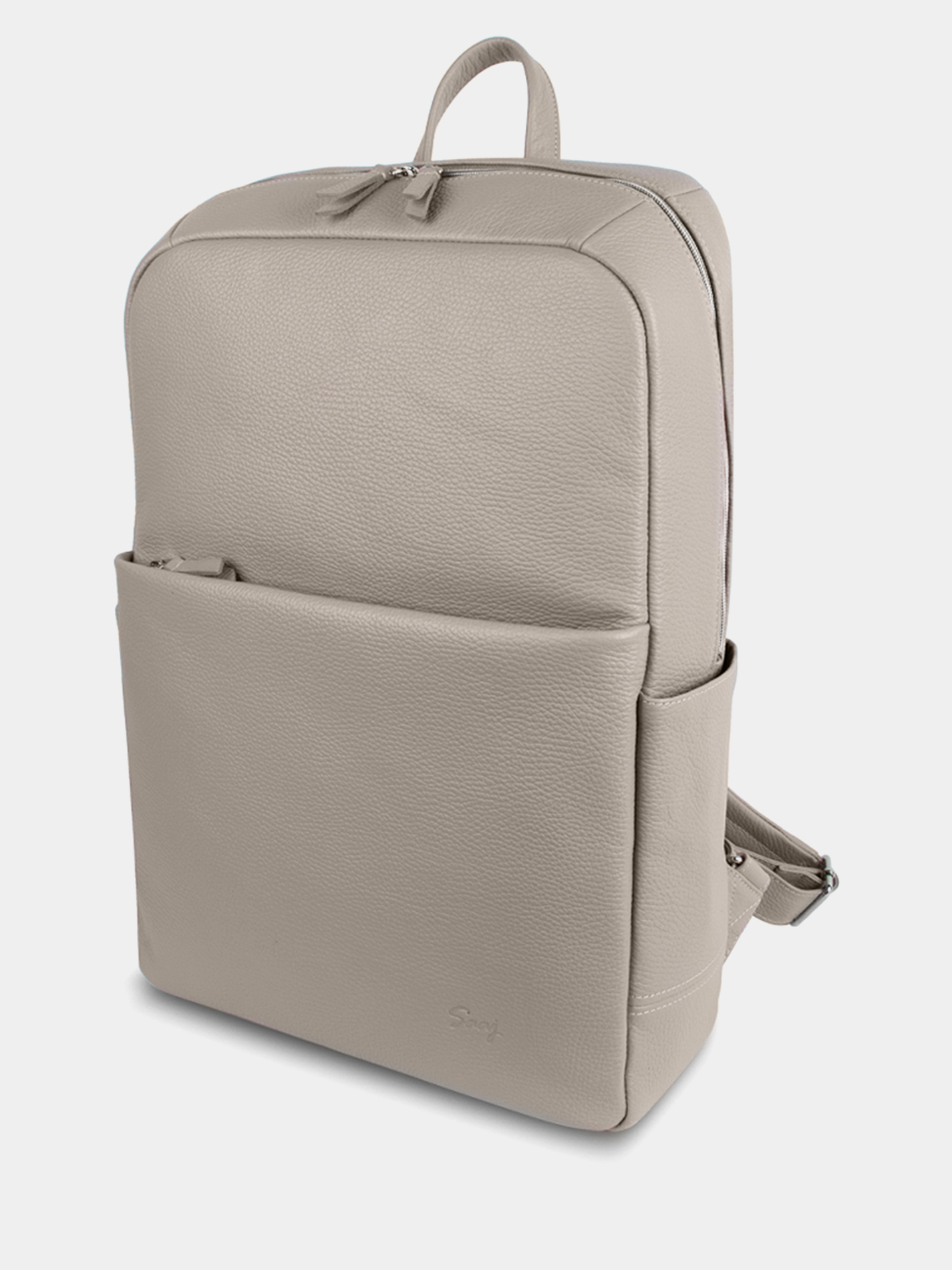 Кожаный рюкзак молочного цвета для ноутбука 17 дюймов