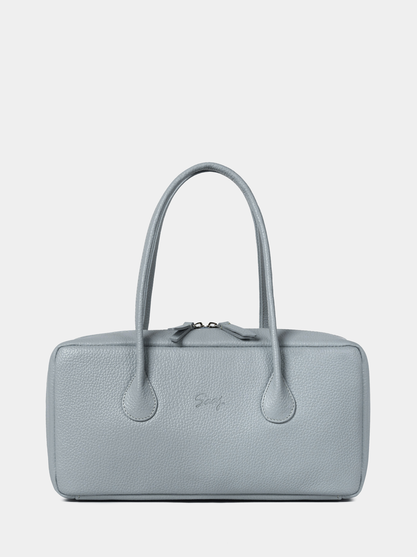 Сумка-багет из натуральной кожи Кожаная сумка-багет небесного цвета