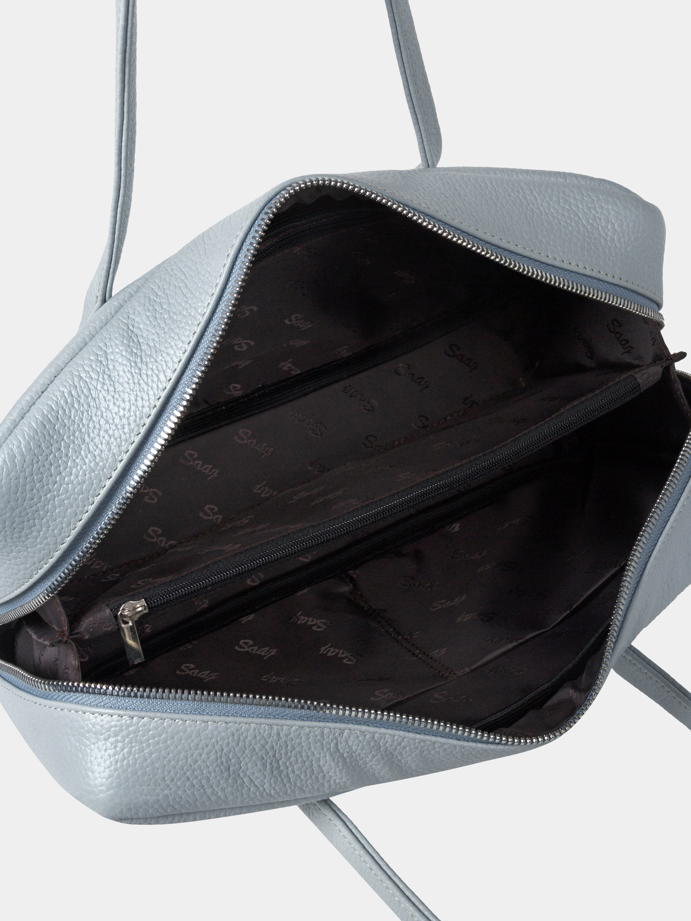 Сумка-багет из натуральной кожи Кожаная сумка-багет небесного цвета