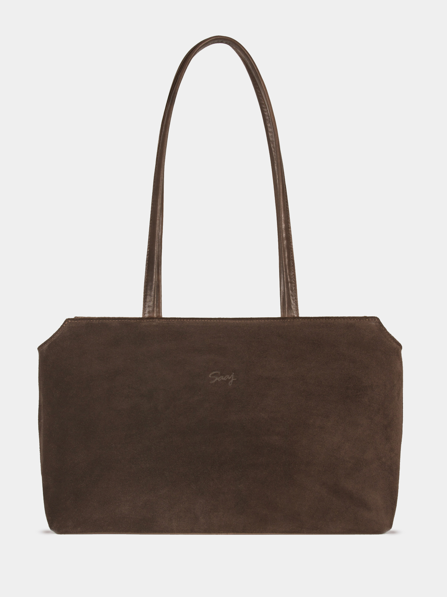 Замшевая сумка-тоут коричневого цвета