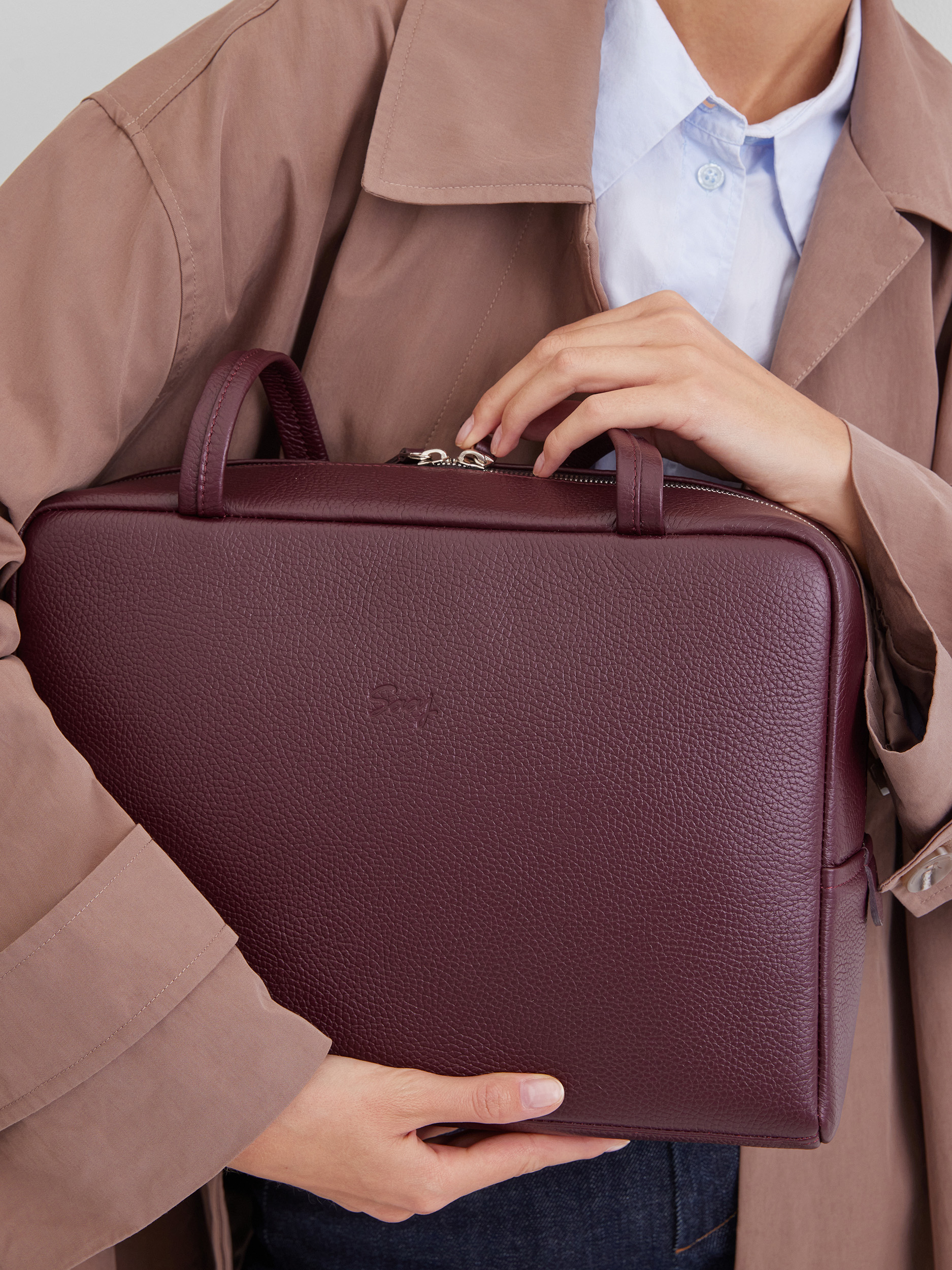Сумка Айтишница 14 дюймов Кожаная сумка Айтишница 14 дюймов цвета бургунди