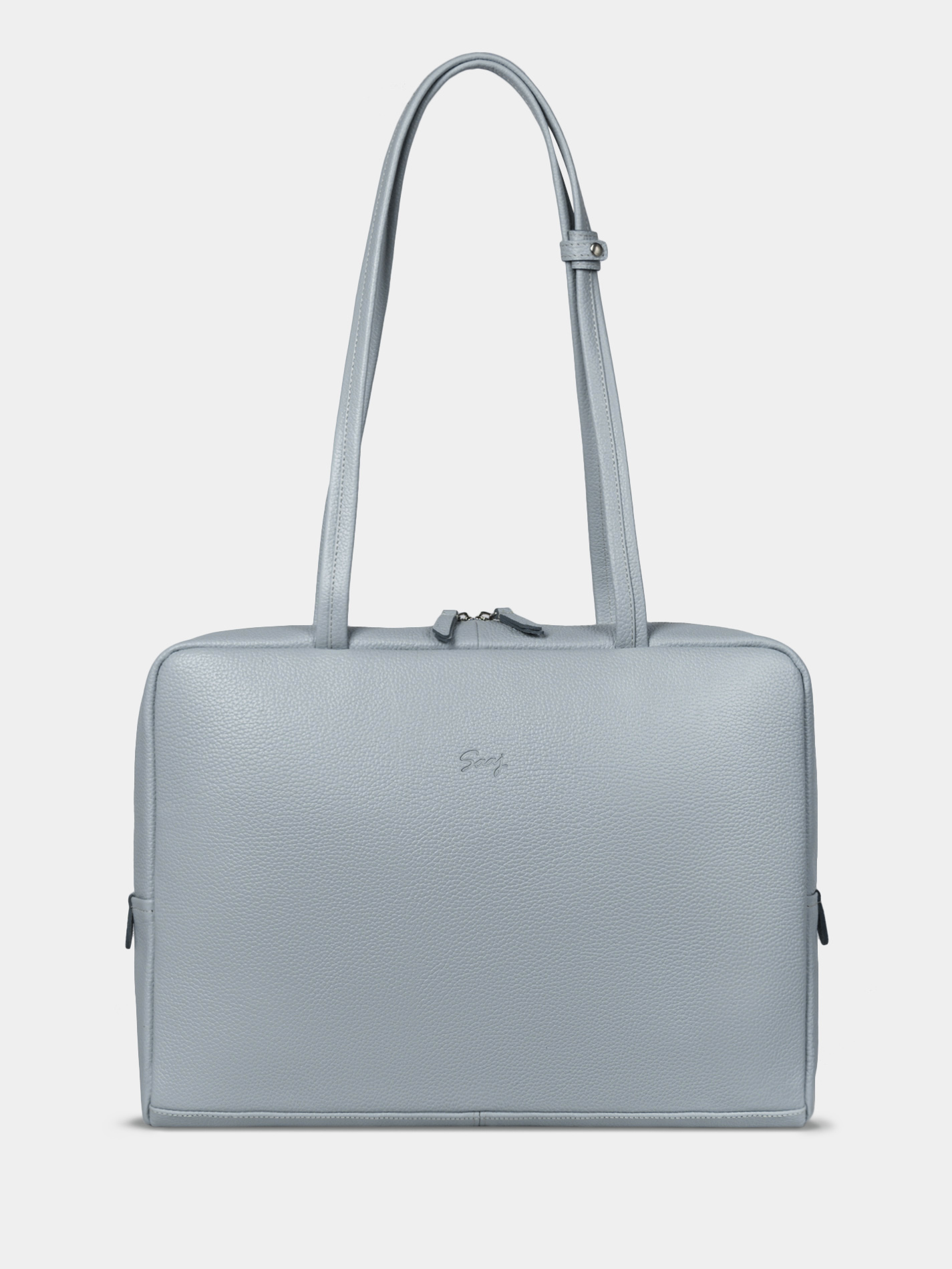 Кожаная сумка Айтишница небесного цвета для ноутбука 16 дюймов