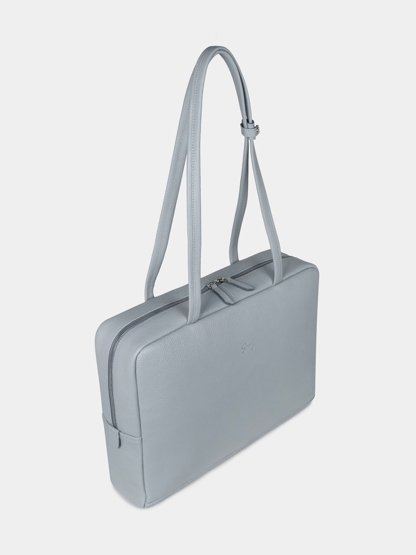 Кожаная сумка Айтишница небесного цвета для ноутбука 16 дюймов