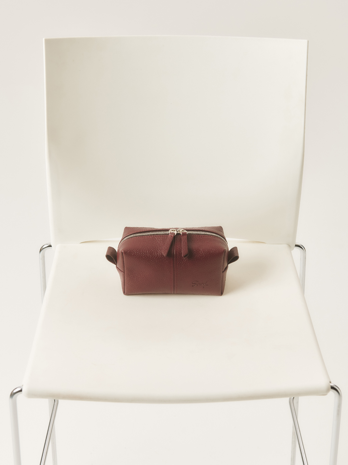 Кожаная косметичка-органайзер цвета бургунди