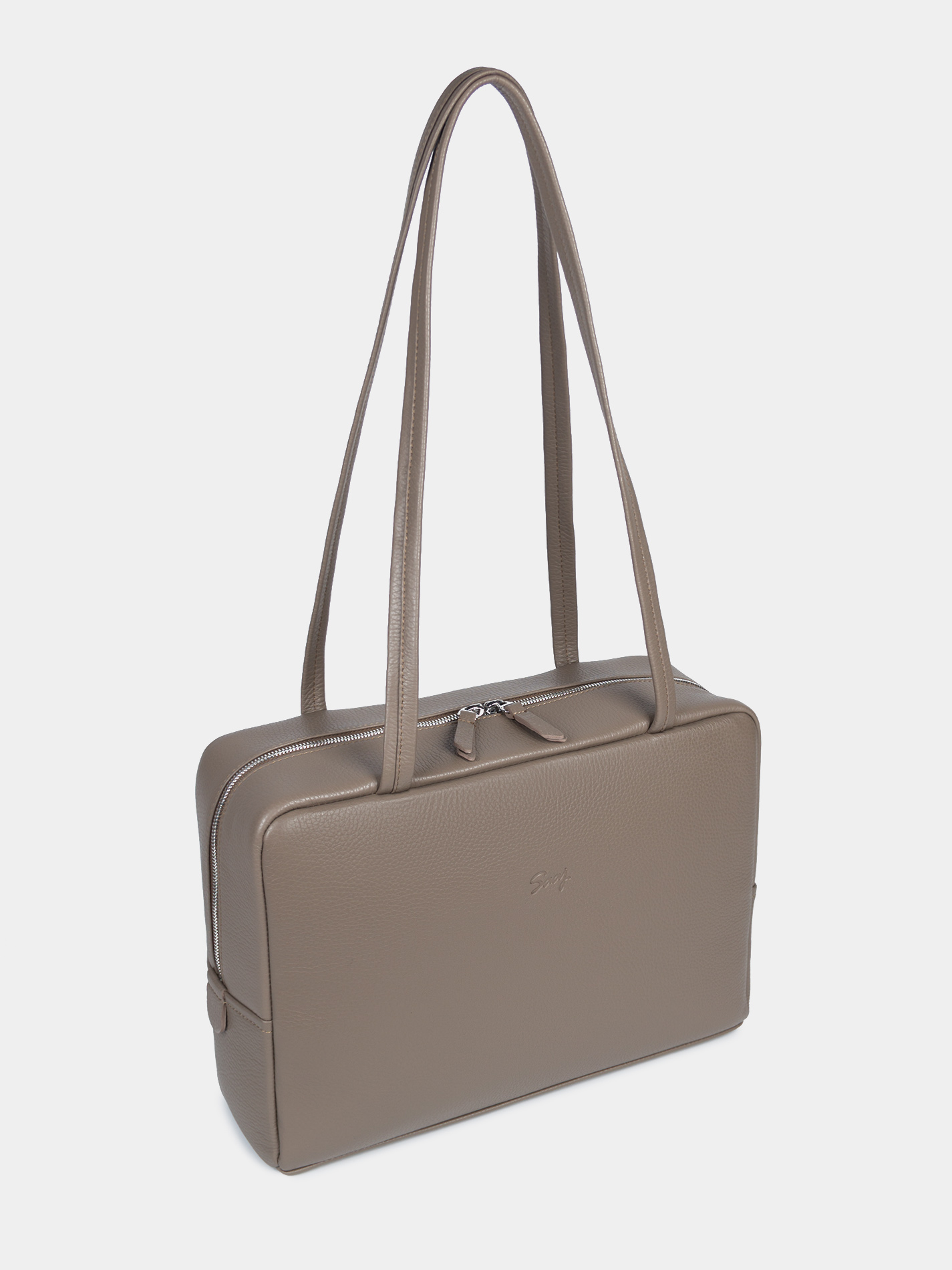 Кожаная сумка Айтишница 14 дюймов цвета темный тауп