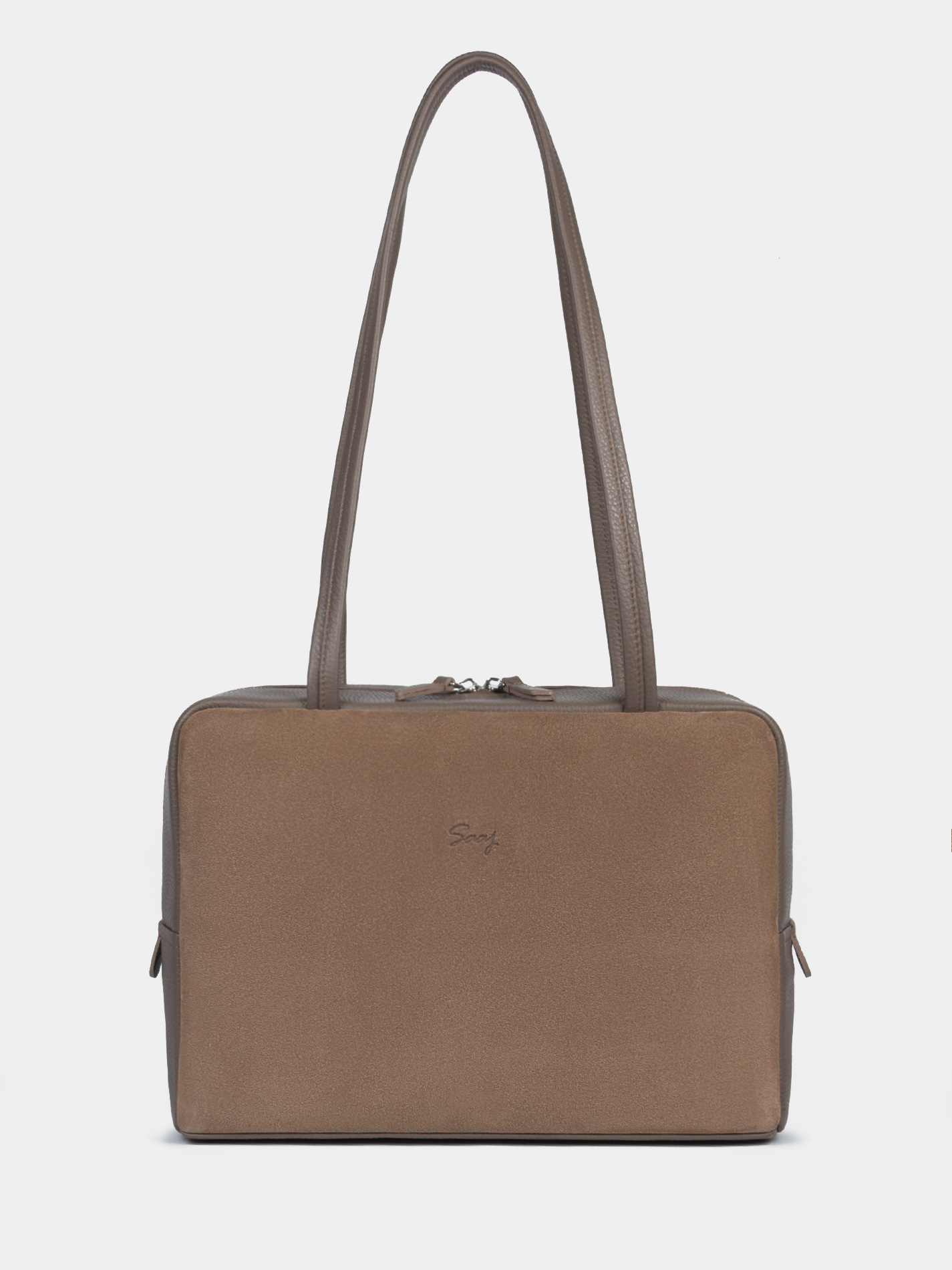 Замшевая сумка Айтишница для ноутбука 14 дюймов цвета темный тауп