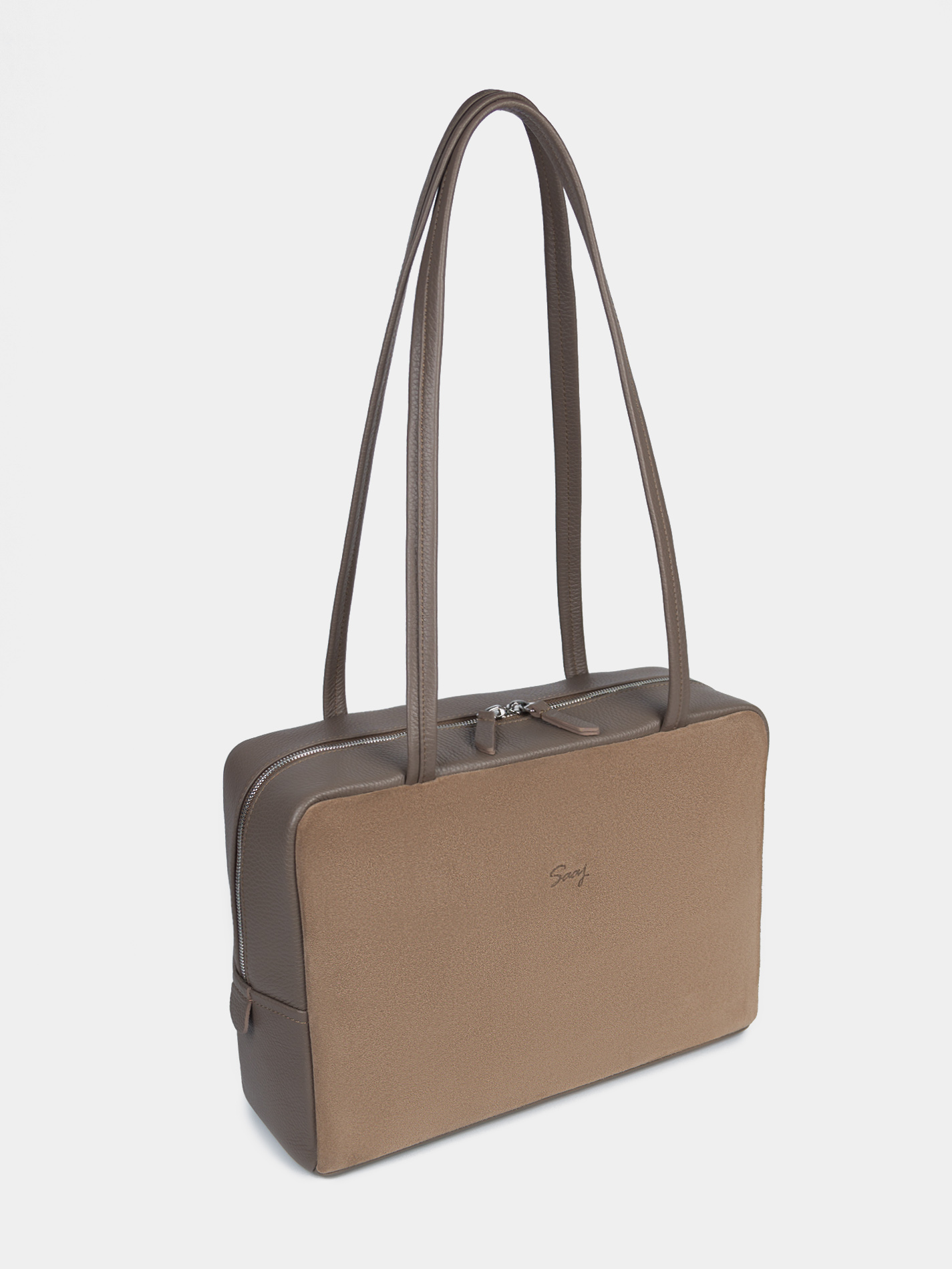 Замшевая сумка Айтишница для ноутбука 14 дюймов цвета темный тауп