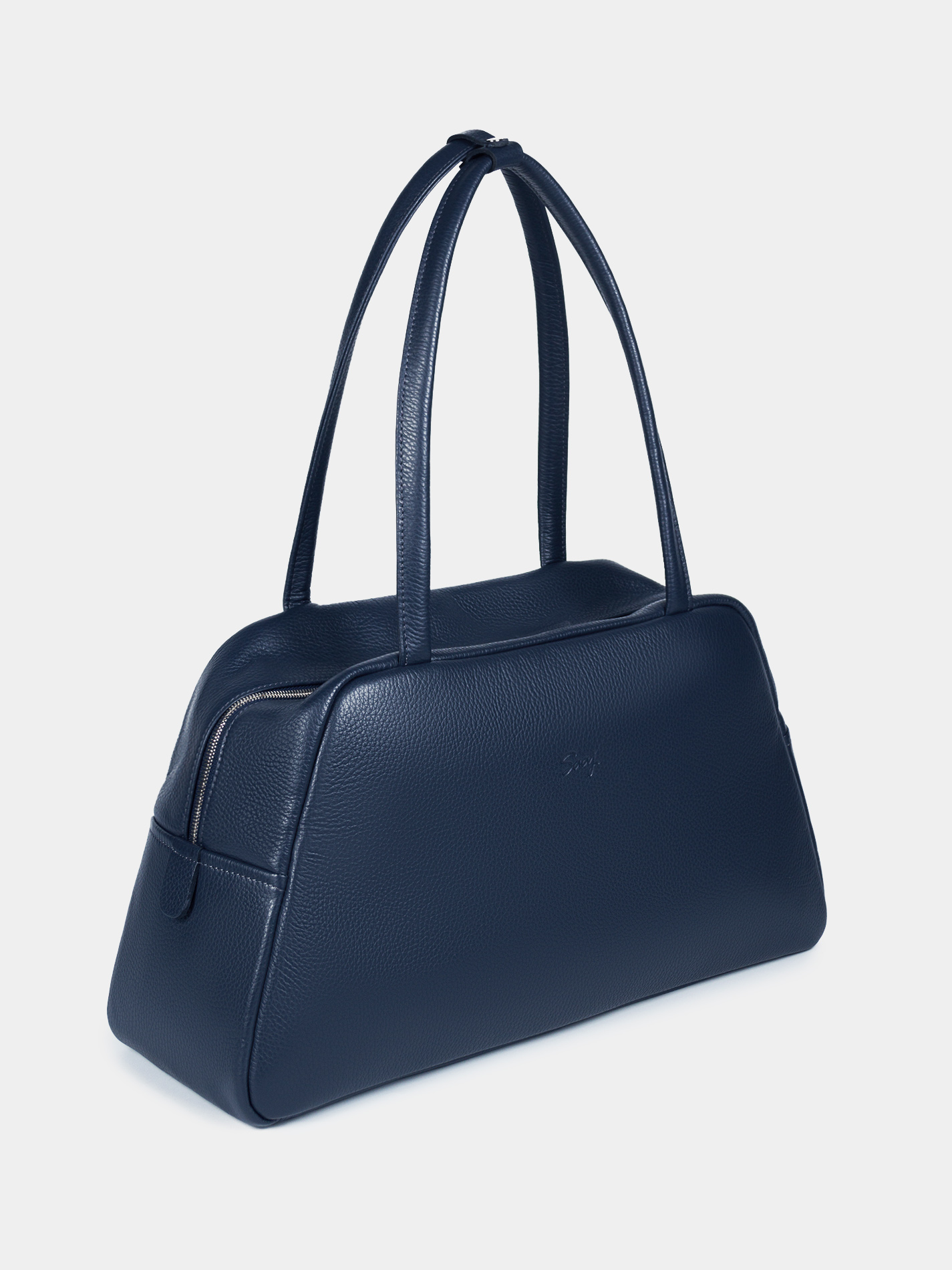 Кожаная сумка 14 дюймов синего цвета