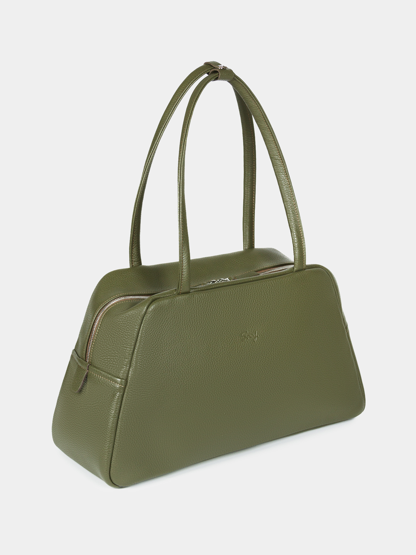 Кожаная сумка 14 дюймов оливкового цвета