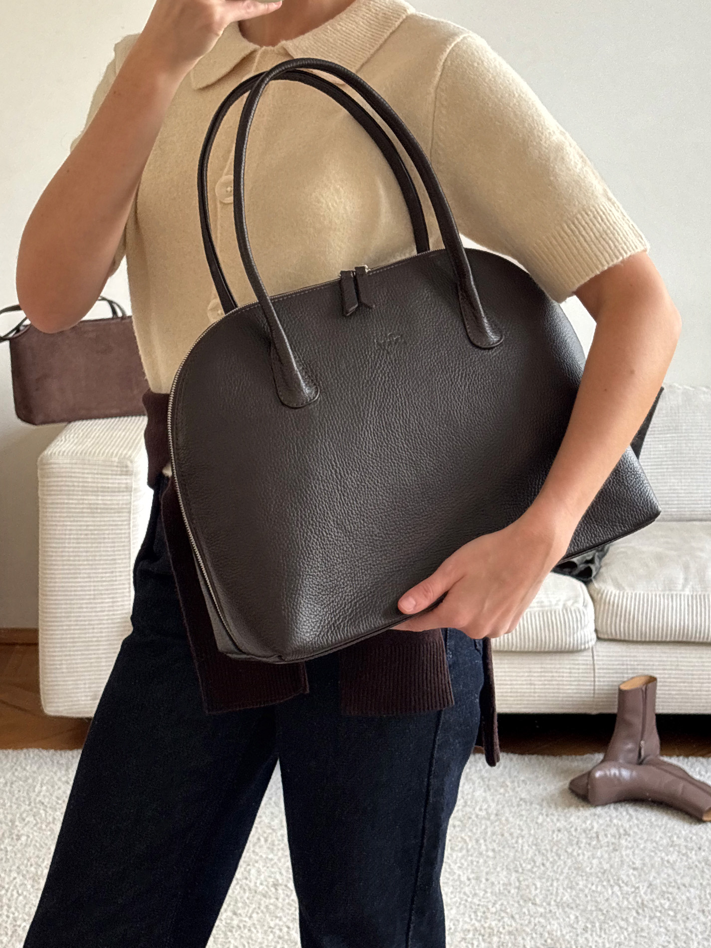 Кожаная сумка для ноутбука 14 дюймов коричневого цвета