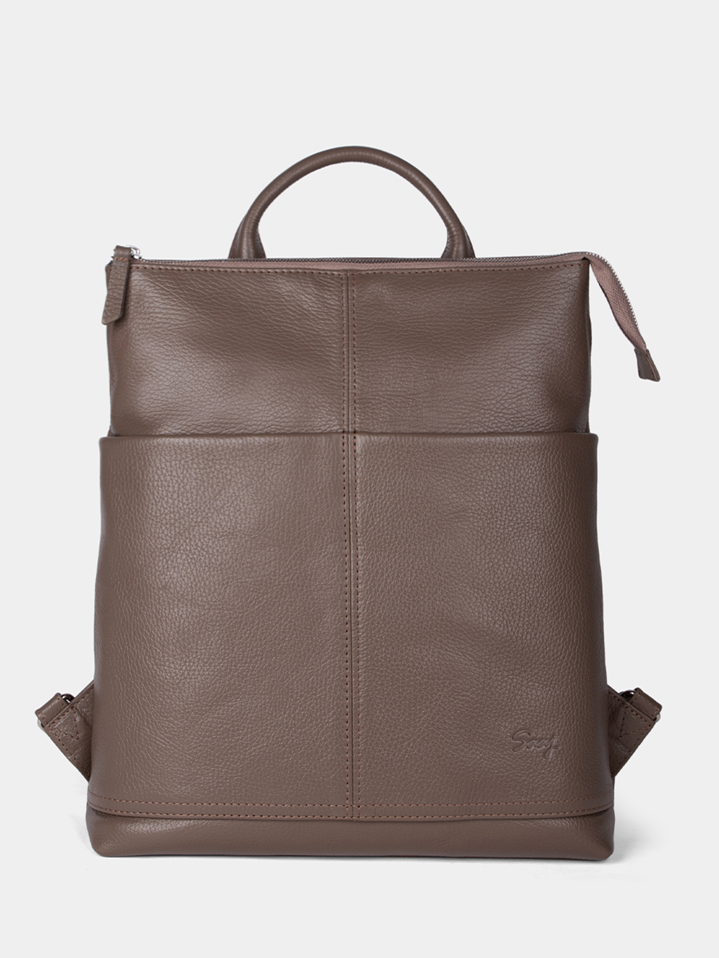 Кожаный рюкзак 14 дюймов цвета темный тауп