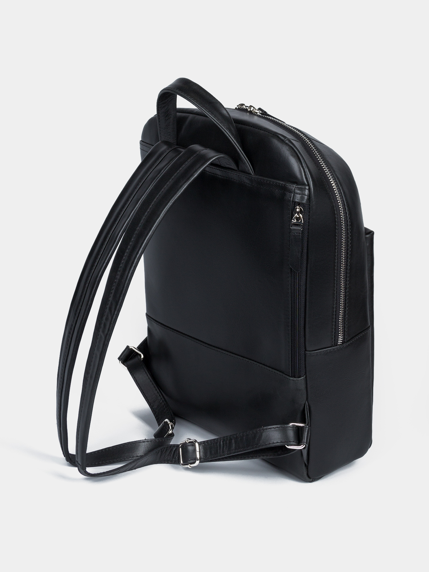 Кожаный рюкзак для ноутбука 14 дюймов черного цвета