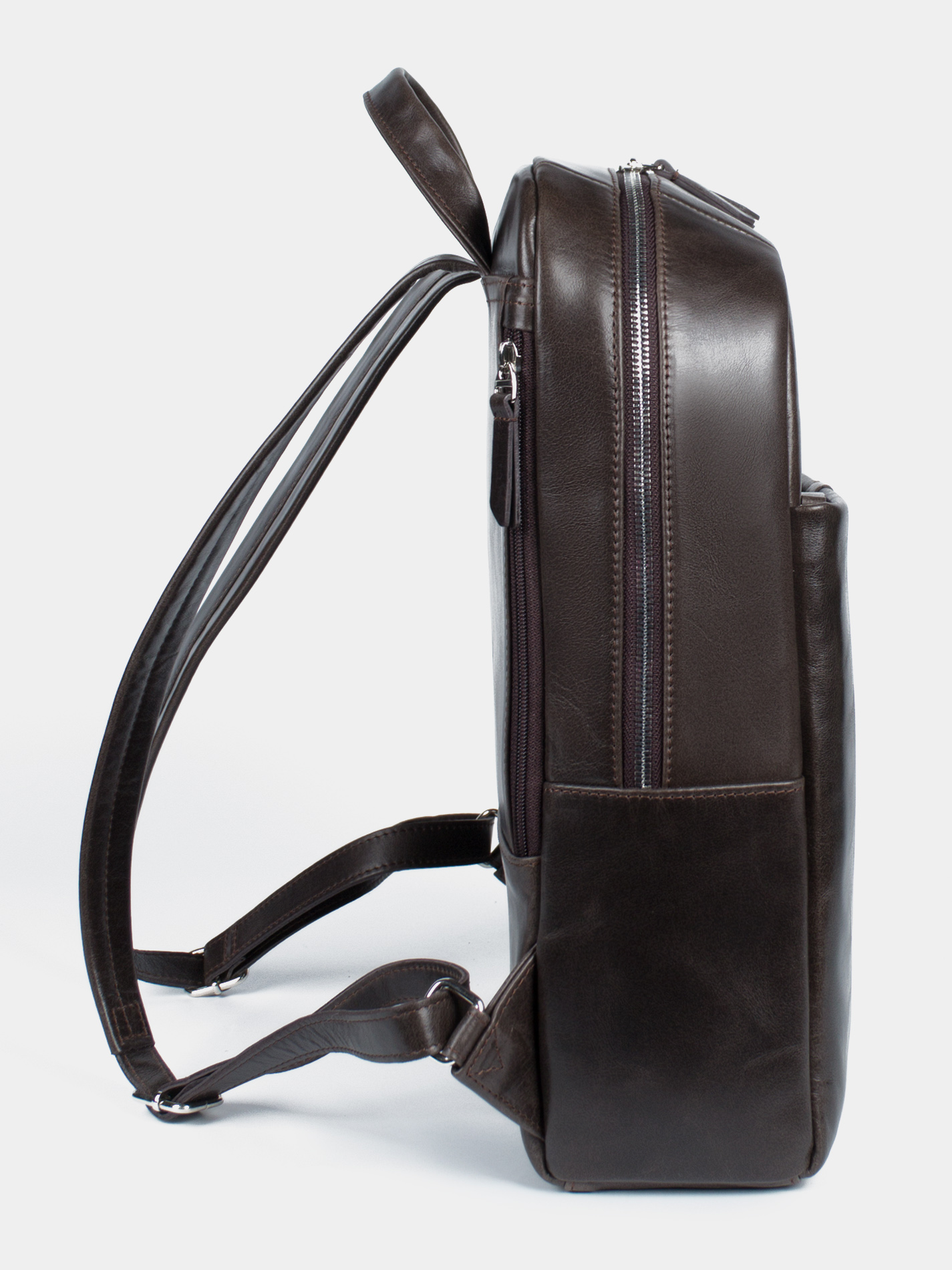 Кожаный рюкзак для ноутбука 14 дюймов темно-коричневого цвета