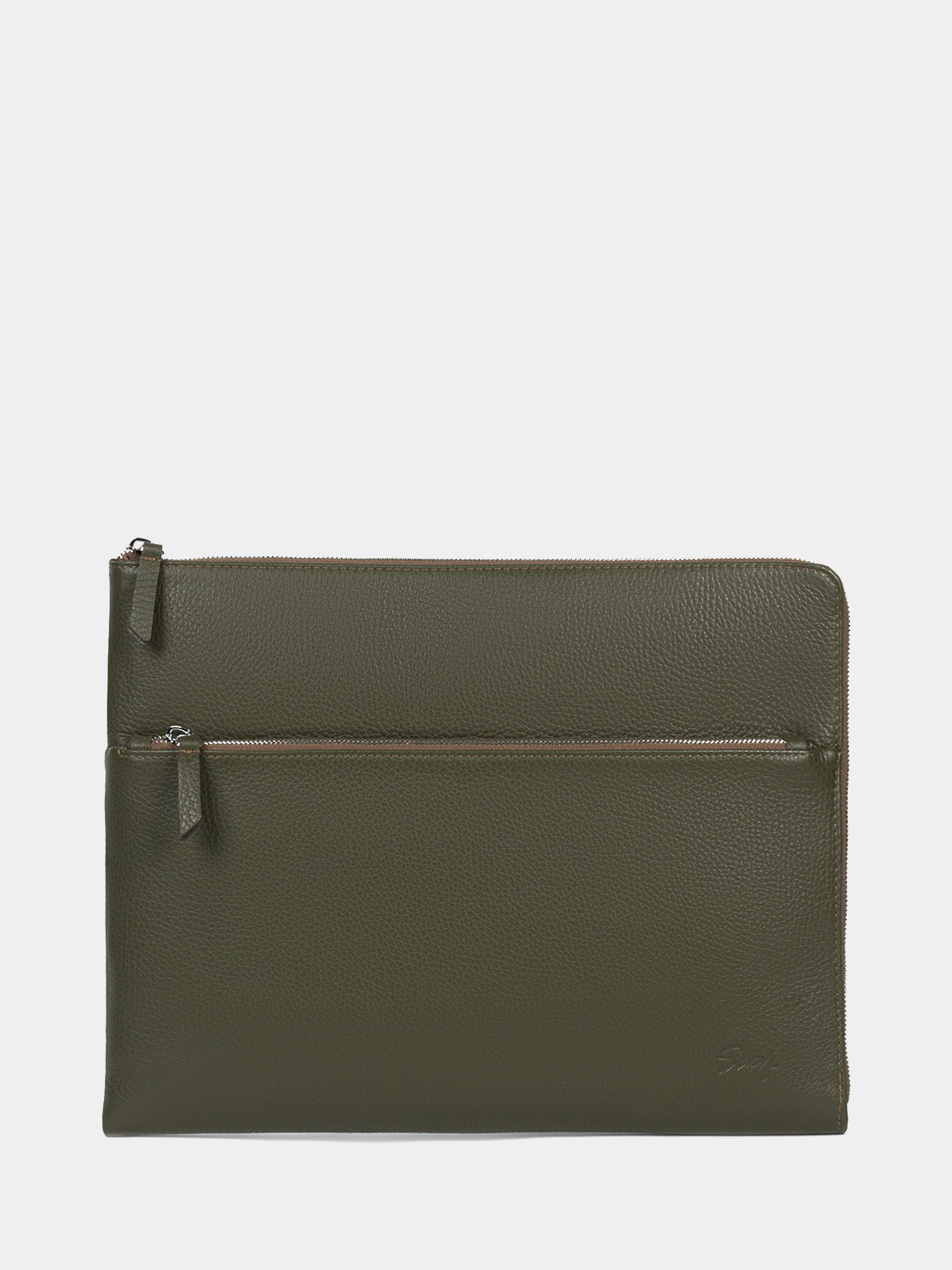 Кожаный чехол для ноутбука 14 дюймов оливкового цвета