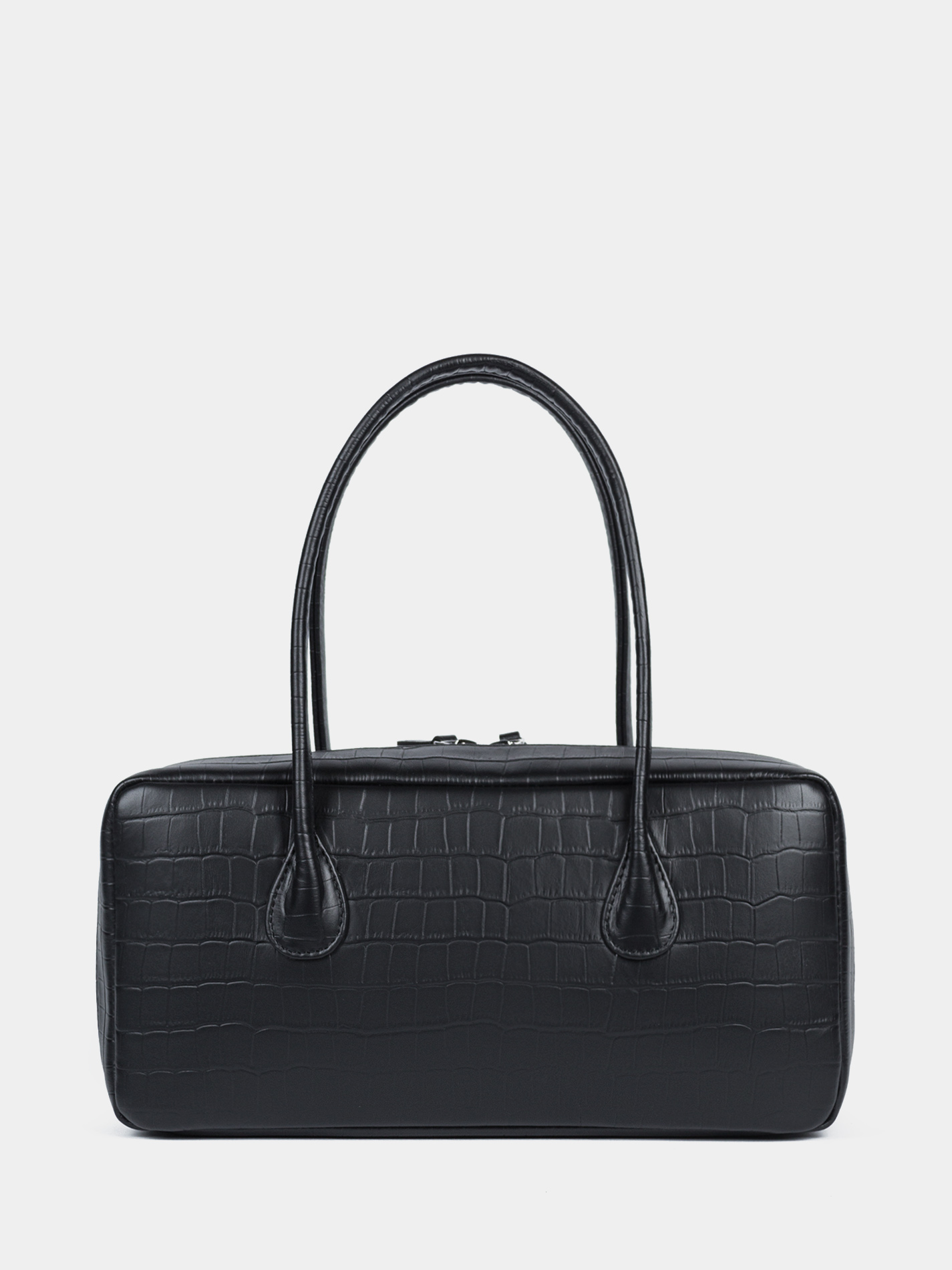 Сумка-багет из натуральной кожи Кожаная сумка-багет черного цвета