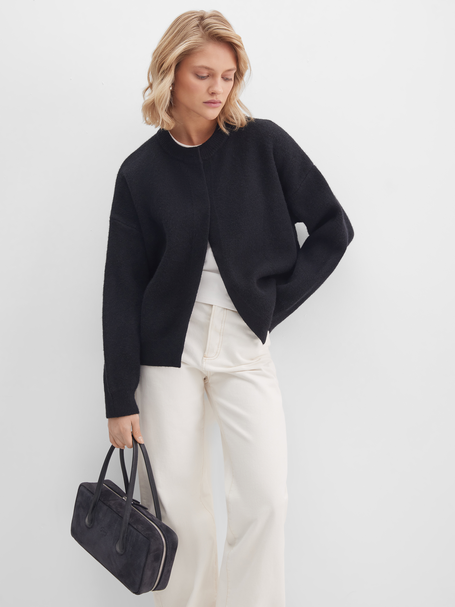 Сумка-багет натуральная замша/кожа синего цвета