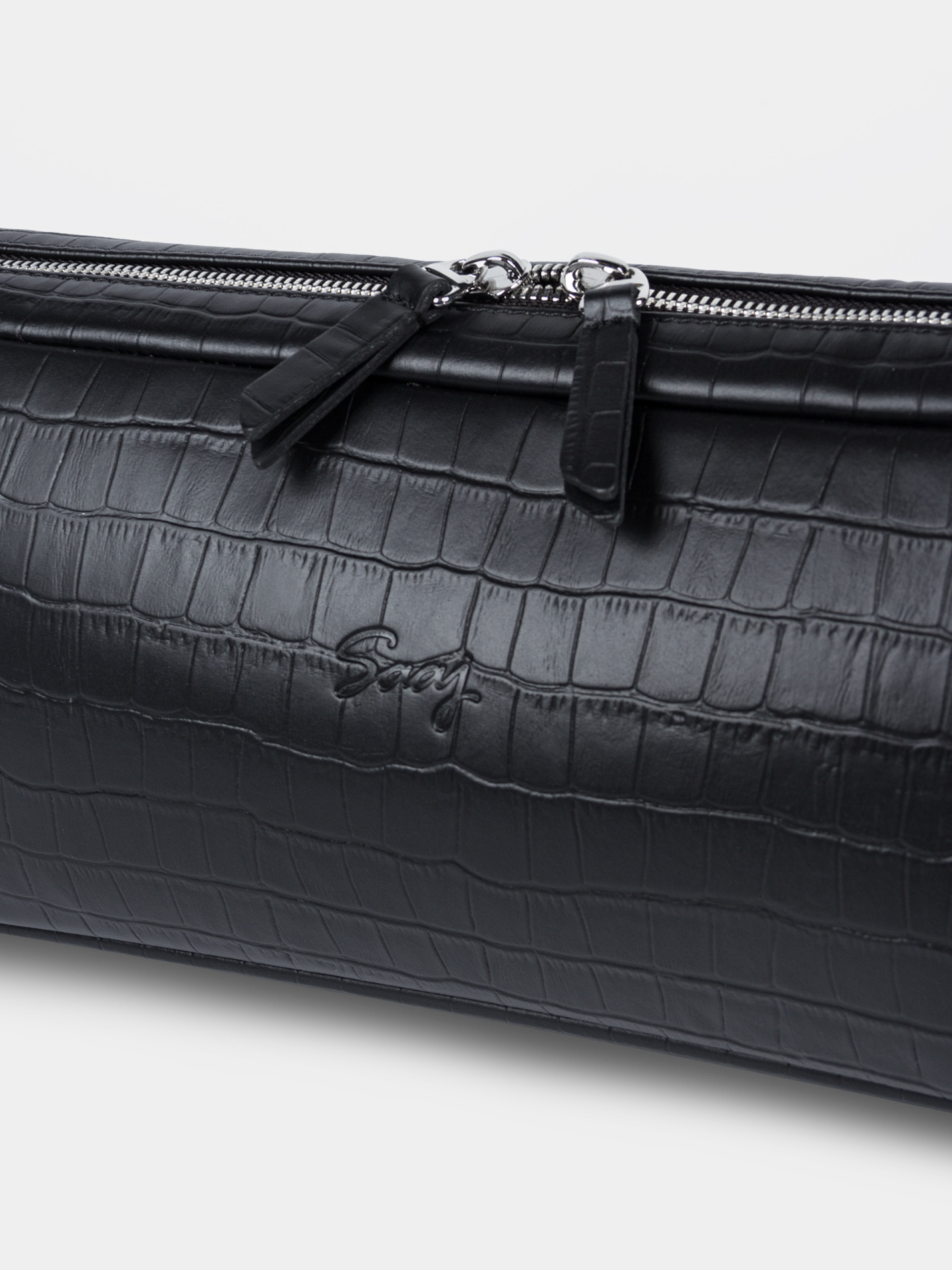 Сумка-такса из натуральной кожи Кожаная сумка-такса черного цвета