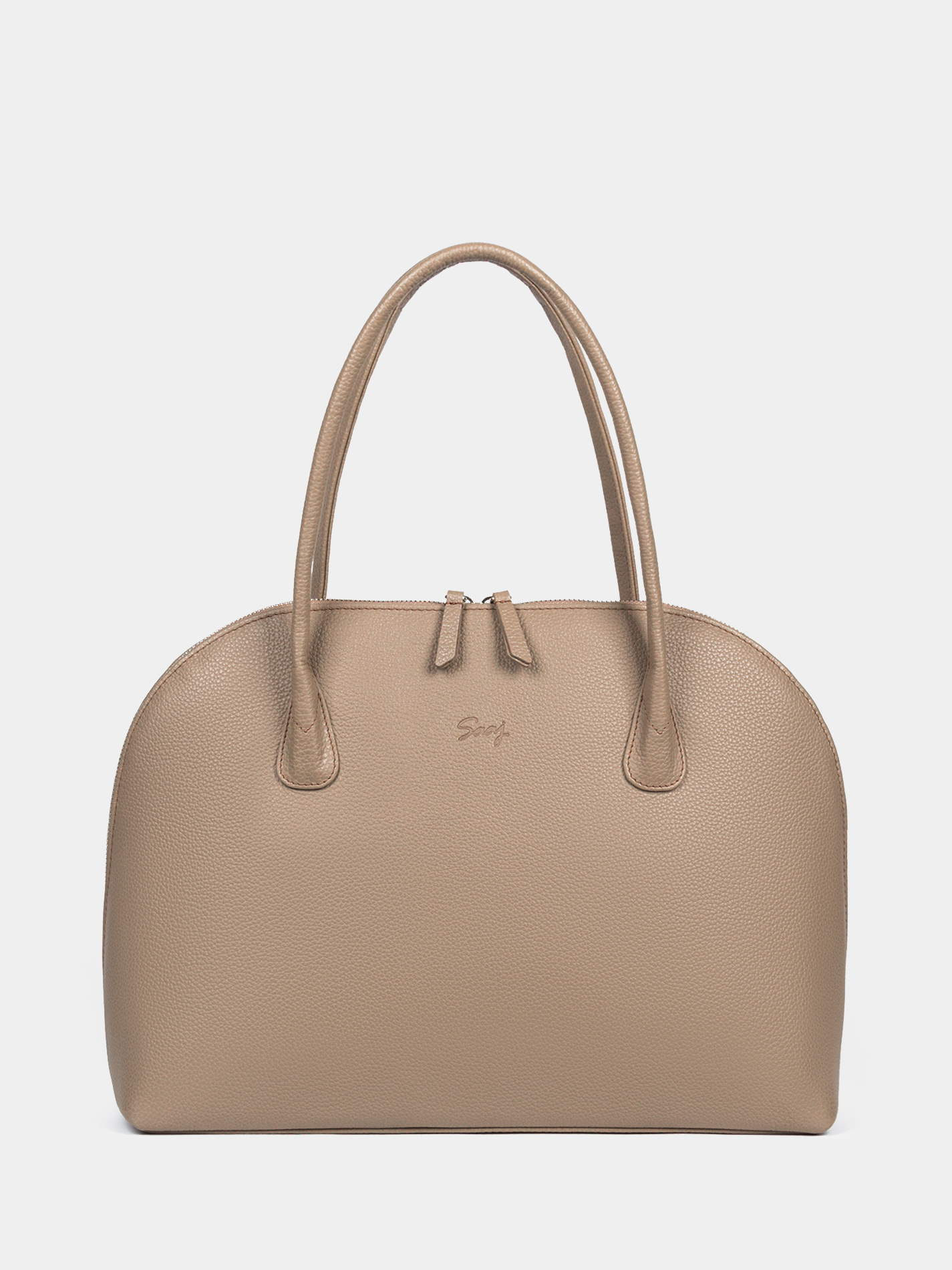 Кожаная сумка цвета тауп для ноутбука 14 дюймов