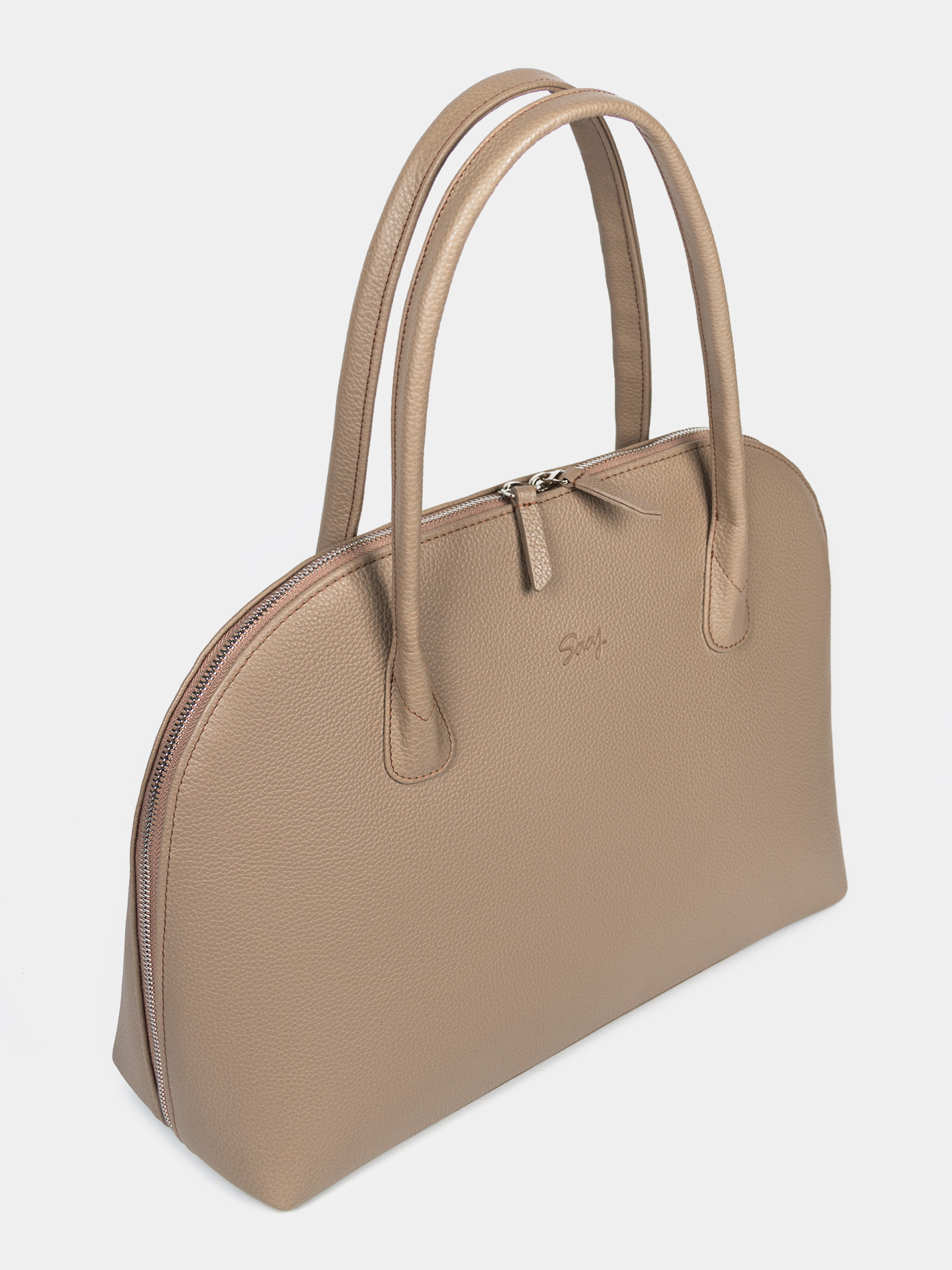 Кожаная сумка цвета тауп для ноутбука 14 дюймов