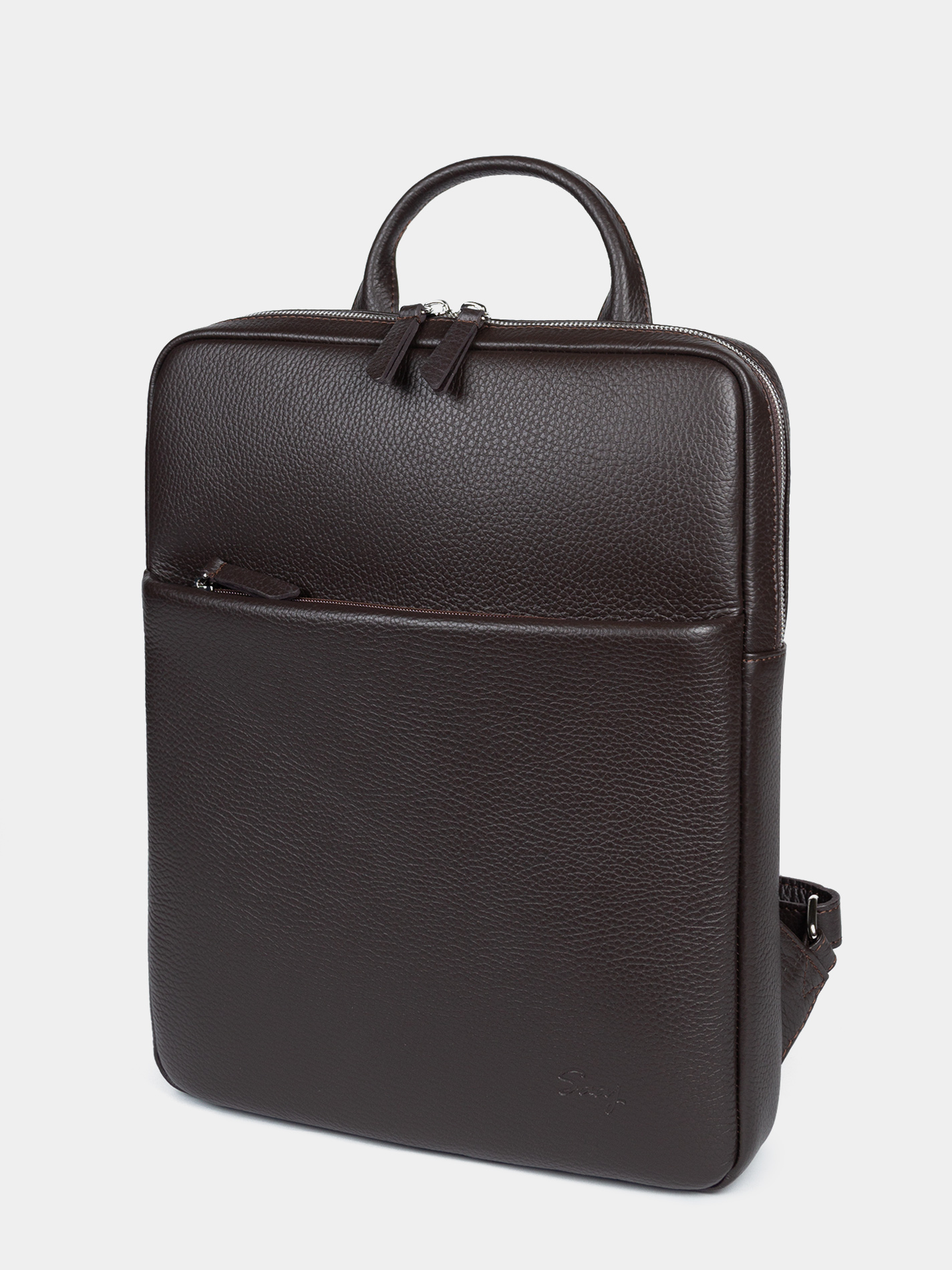 Кожаный рюкзак для ноутбука 14 дюймов коричневого цвета