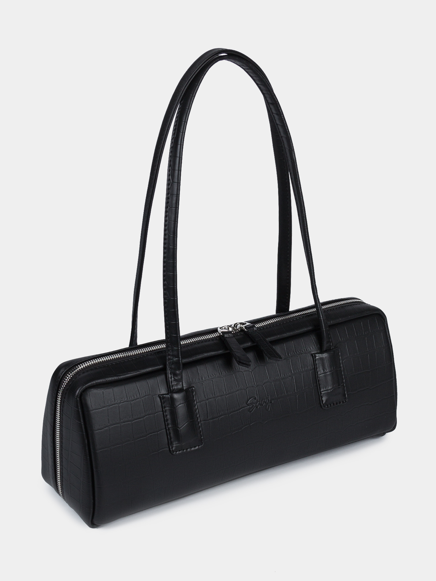 Кожаная сумка-такса черного цвета