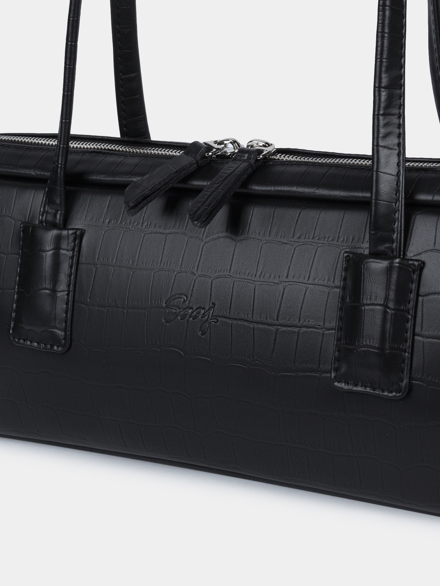 Cумка-такса из натуральной кожи Кожаная сумка-такса черного цвета