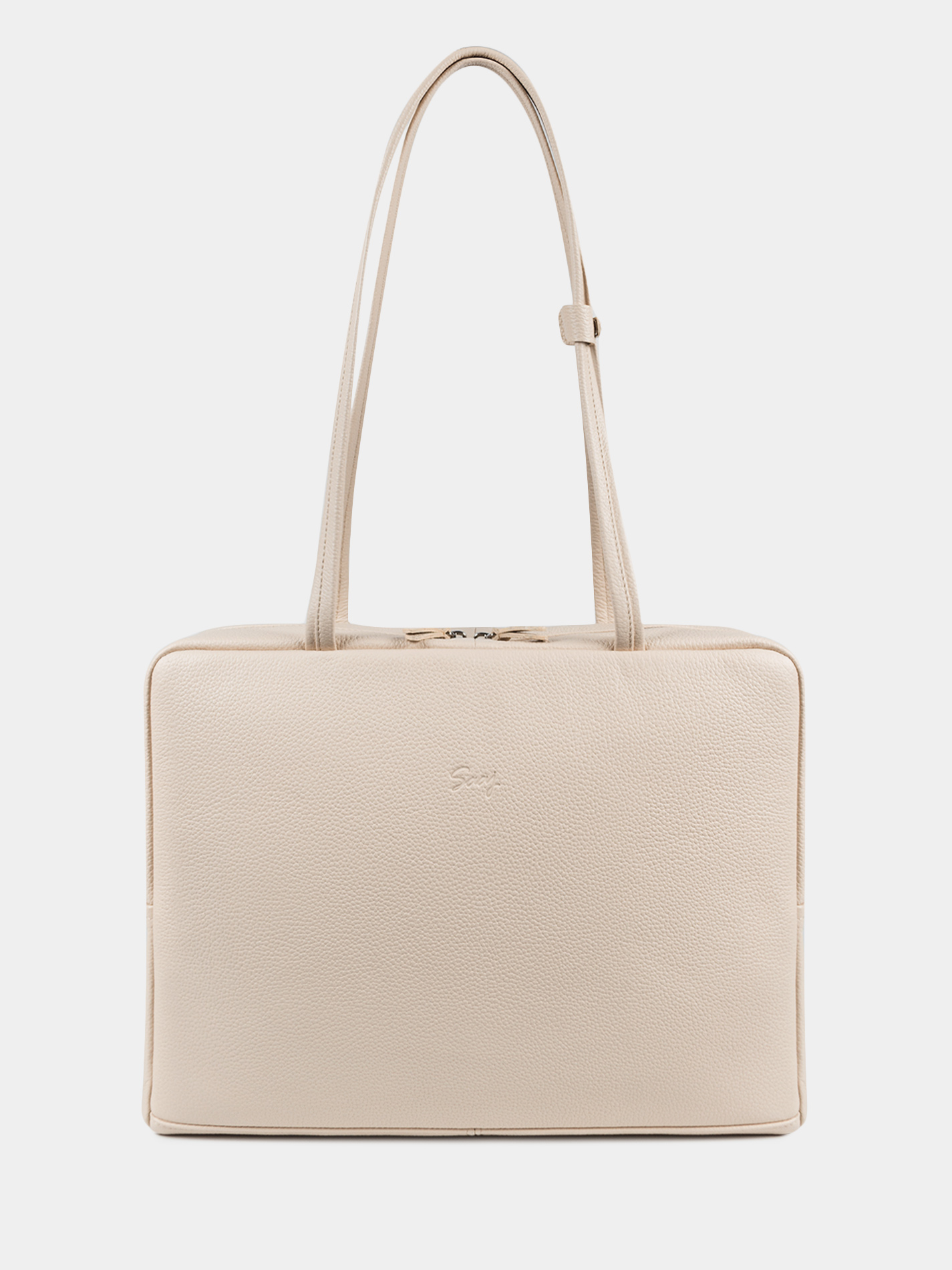 Кожаная сумка Айтишница 16 дюймов молочного цвета