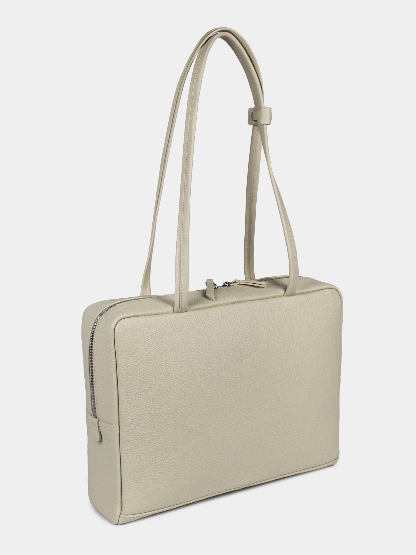 Кожаная сумка Айтишница 15 дюймов молочного цвета