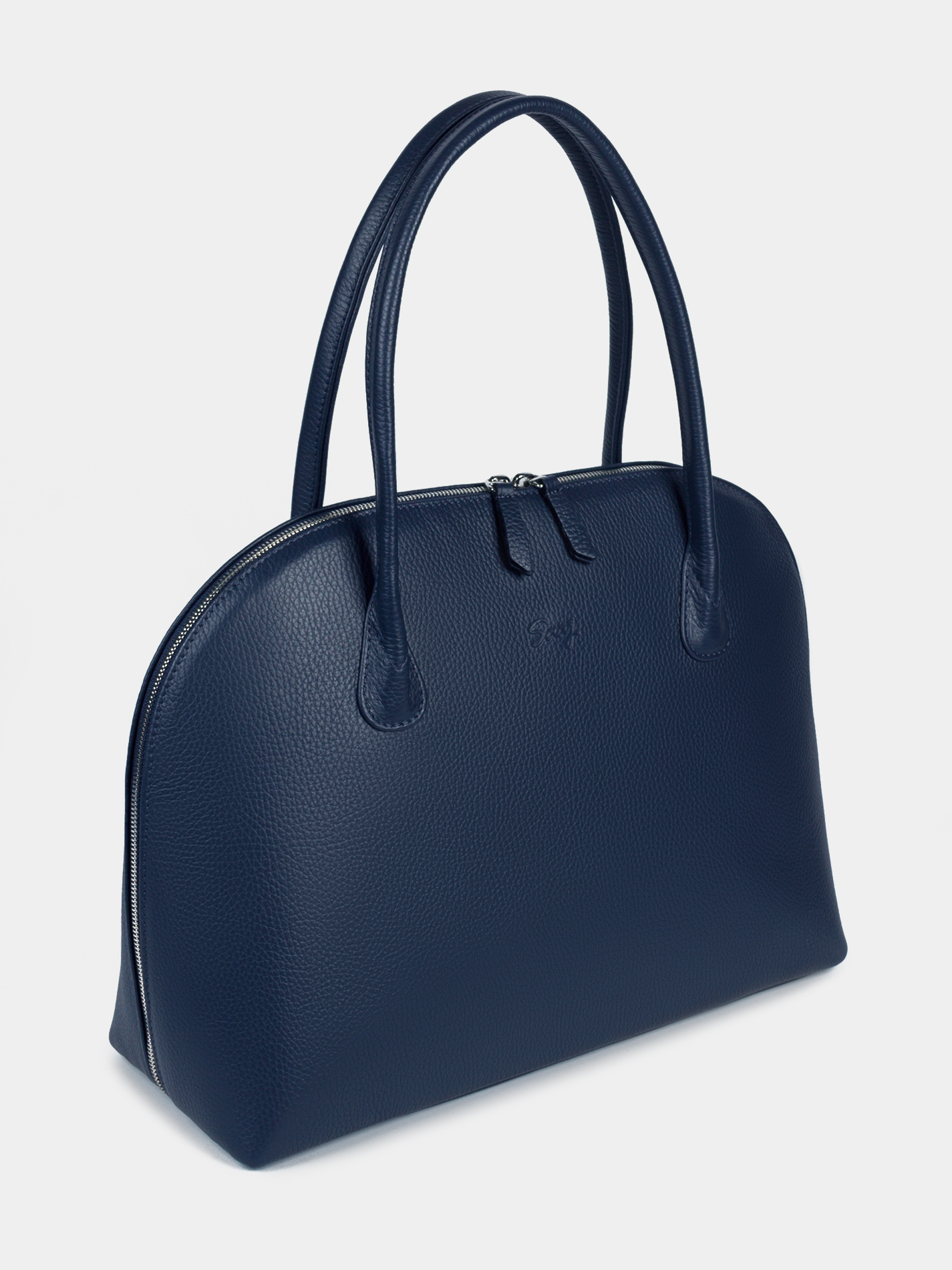 Кожаная сумка синего цвета для ноутбука 14 дюймов