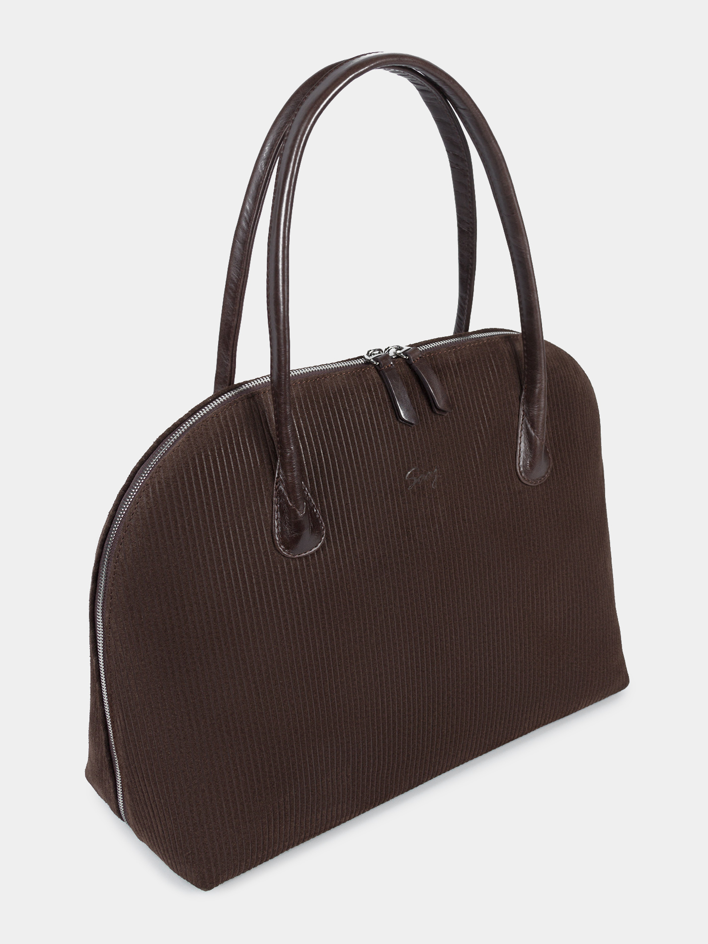 SLBM540_82BR_1 Замшевая сумка коричневого цвета для ноутбука 14 дюймов