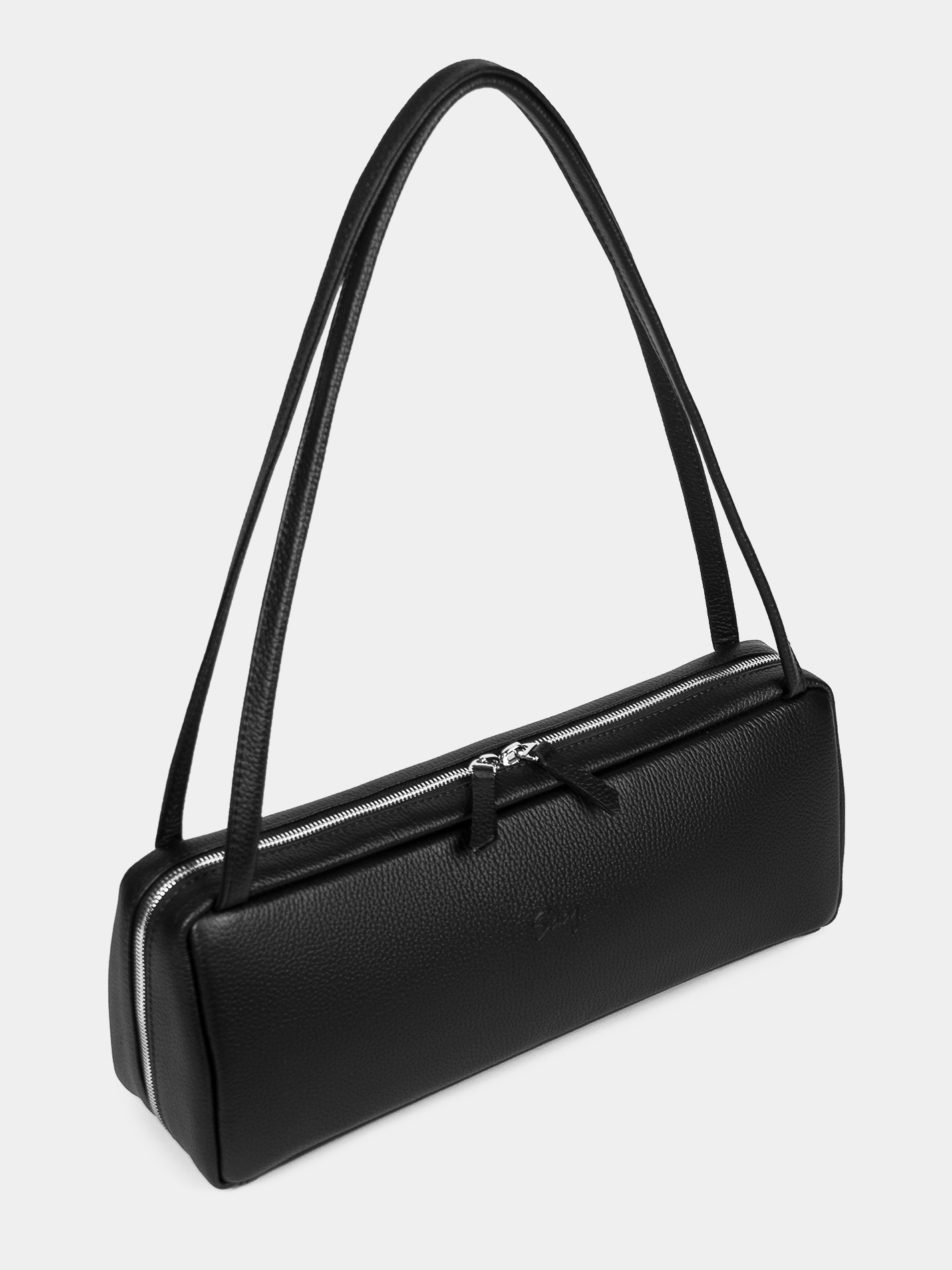 Кожаная сумка-такса из натуральной кожи черного цвета