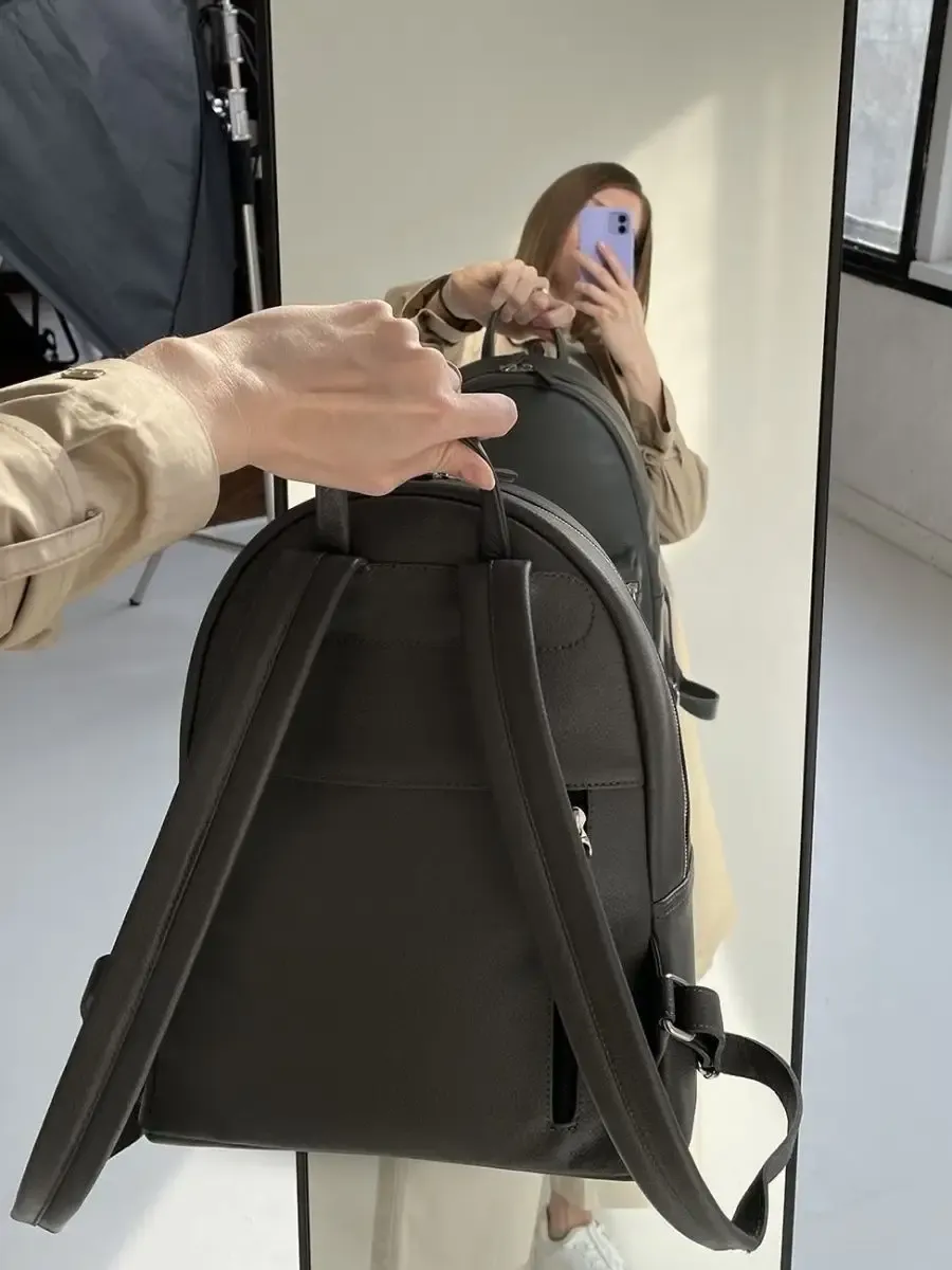 Рюкзак женский кожаный серый 11 дюймов А5