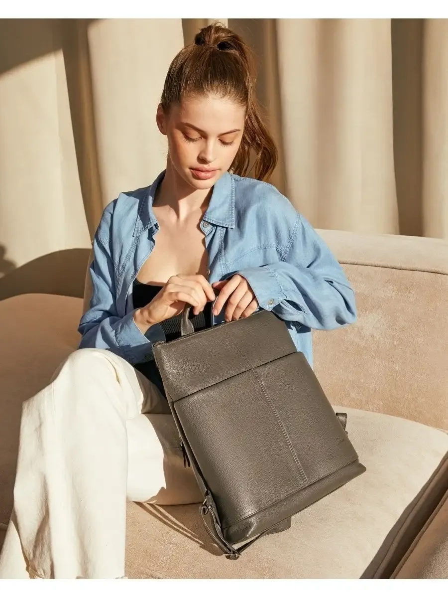 Рюкзак женский кожаный 14 дюймов