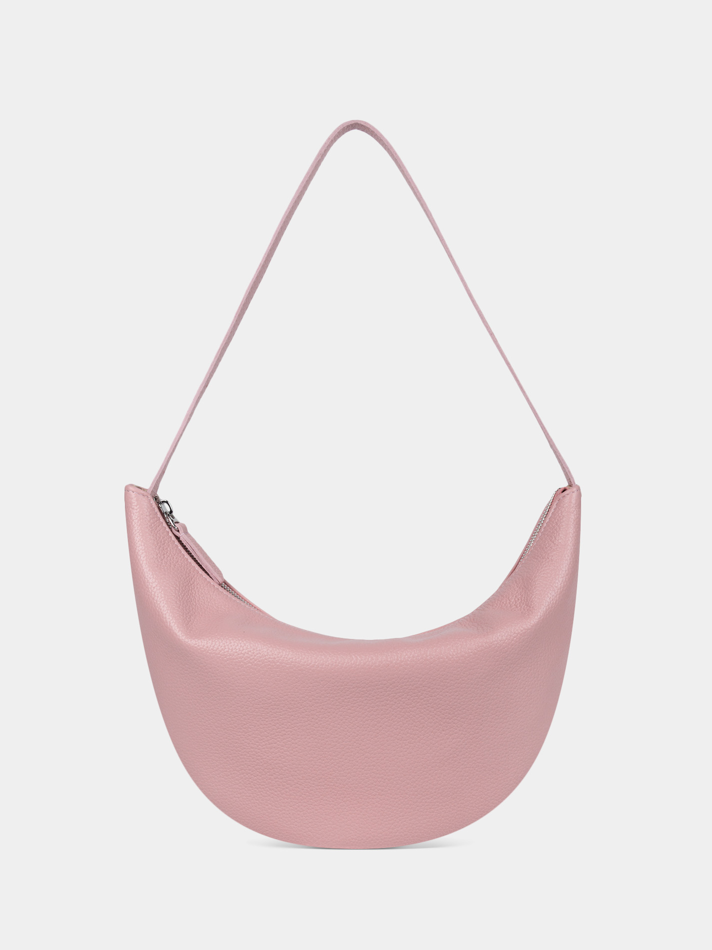 Кожаная сумка-хобо светло-розового цвета