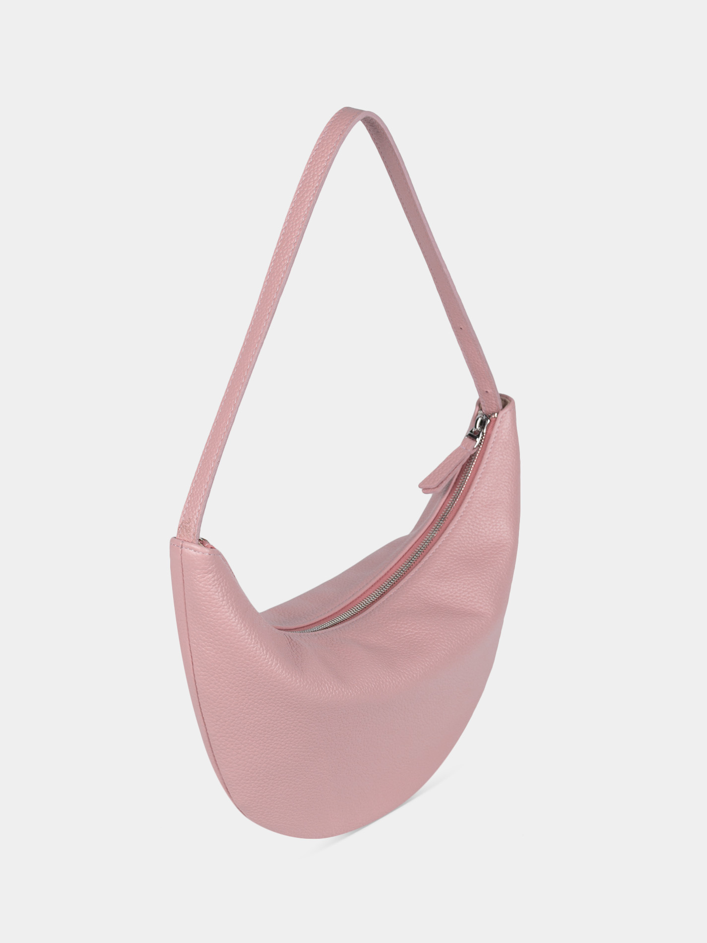 Кожаная сумка-хобо светло-розового цвета