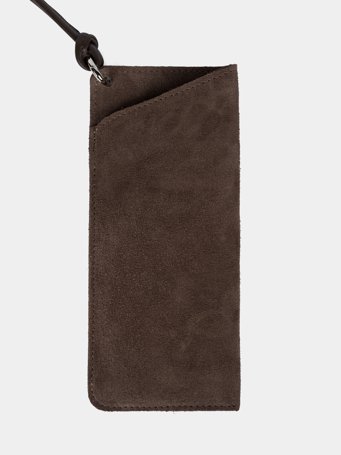 Замшевый очечник коричневого цвета